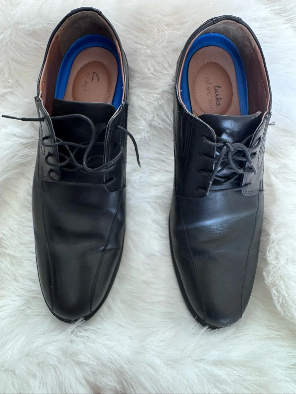 Clarks Black Leather Lace-Up Oxford Dress Shoes